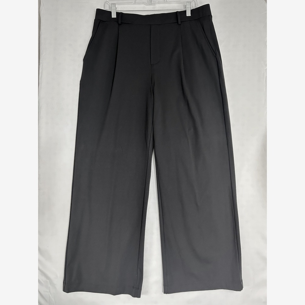 Halara Black High Waisted Wide Leg Pleated Trousers XL Regular 7WP4K